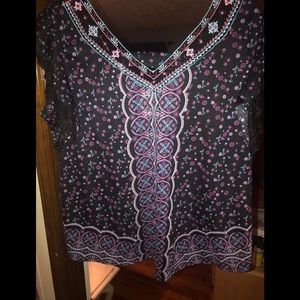 EUC No Boundaries Embroidered Blouse semi-sheer.